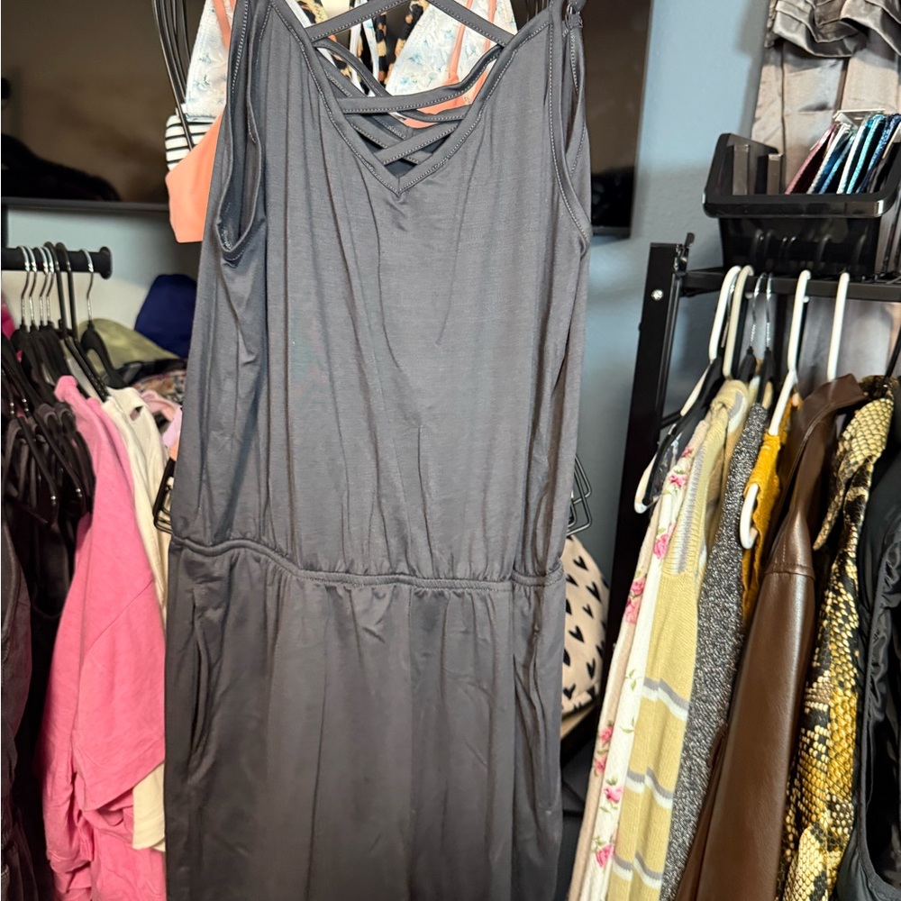 Women's Gray Sleeveless Romper